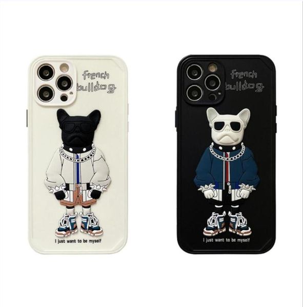 Casos de telefone de Bulldog French Bulldog de desenho animado 3D suave para iPhone 11 12 Pro Max X Xs XR 7 8 Plus40477207015388