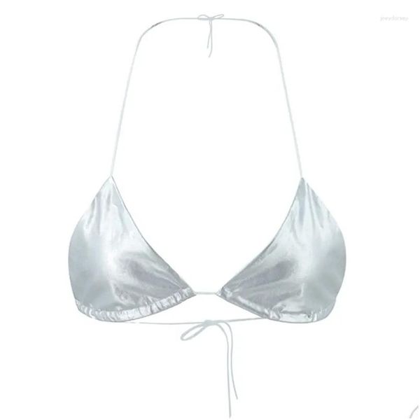 Serbatoi da donna camis metallico sier cavezza meno reggiseno a tazza senza maniche tops gambe di abbigliamento per la consegna di abbigliamento da abbigliamento da abbigliamento otxh2