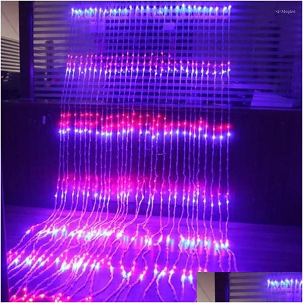 LED String Dış Şelale Meteor Duş Yağmur Dizeleri Düğün Partisi Perde Icikle Peri Garland Noel Dekorasyon Deliği Dhn3i