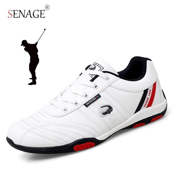 Sapatos senage Novo estilo clássico de qualidade de golfe de qualidade homens ao ar livre Anti deslize jogging leve tênis de caminhada leve Spikless Golf Sneake