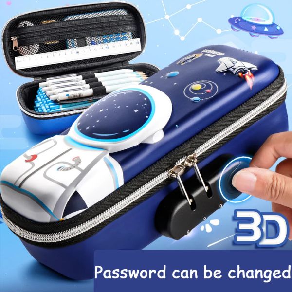 Case Kawaii Eva 3D Case a matita con password Blocca Borsa per penna impermeabile per ragazzi per ragazzi Regali di cartoleria