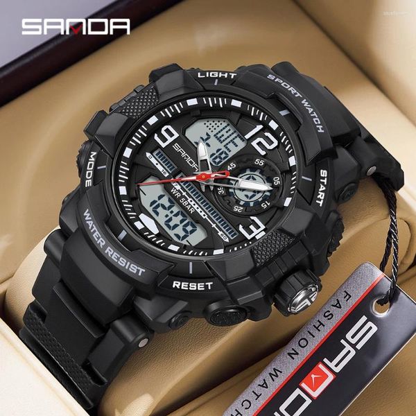 Нарученные часы Sanda Top Brand Digital Watch Men Sport Watch Electronic Led Male Forist для часов. Наружные водонепроницаемые наручные часы 6130