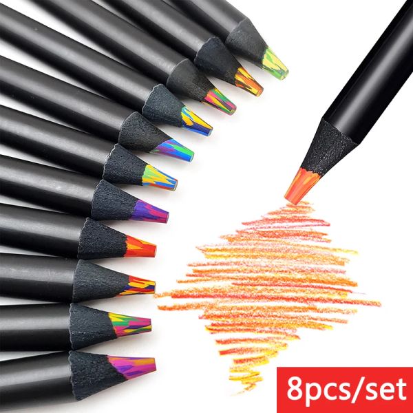 Bleistifte 8pcs/Set Gradient Rainbow Bleistift Bleistift Buntstifte Kindermalerei Graffiti Magic Colored Bleistift School Stationery Art Sendes