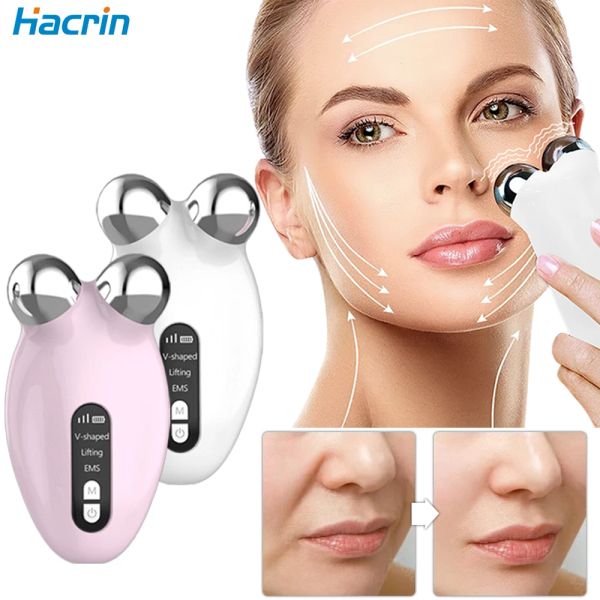 Dispositivi Massager facciale EMS Sollevamento del rullo facciale Massager MicroCurrent Ringiovaning del vibratore Electric Vibratore Riduccia doppio mento antiaging