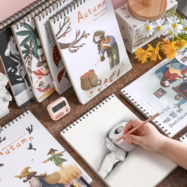 Записные книжки A4 Sketchbook Blank Sketch для студентов искусства рисовать мультипликационную катушку книгу о тренировке детских набросок бумаги для взрослых книг раскраски