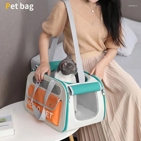 Transportadores de gatos Pets Bag portadora Bolsa de ombro portátil respirável Transporte de filhote de cachorros carregando para gatos cães pequenos cães