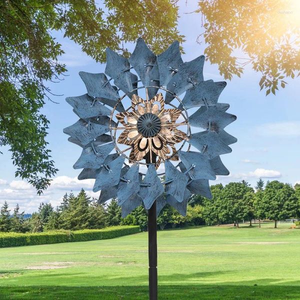 Decorações de jardim ao ar livre movido a energia solar luminosa moinho de vento gramado pátio artesanato de metal decoração de arte de ferro