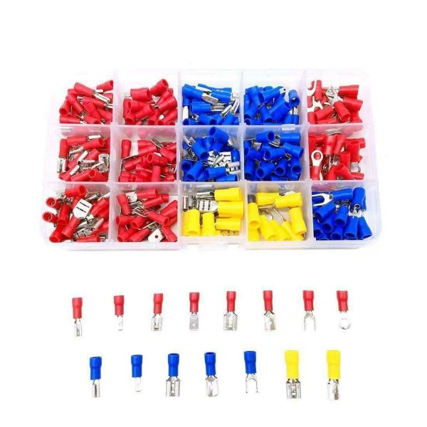 280pcs crimp crimp a vande terminale assortito con cavo elettrico kit crimp crimp vande anello isolato forcella set di calcio