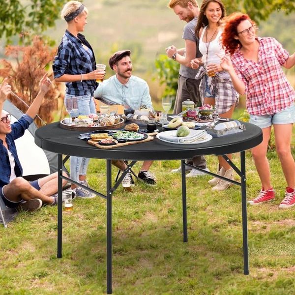 Camp Furniture Wild Esstisch geeignet für Outdoor/Innenräume 48 Zoll kreisförmiger, faltbarer Kunststoffdicker Tisch- und Metallrahmen