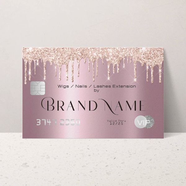 Carte Glitter Golden proprio Design Paper Fedeltà Carte fedeltà per l'imballaggio Business Professional Stampante personalizzato per il tuo ordine Beauty Makeup Girl