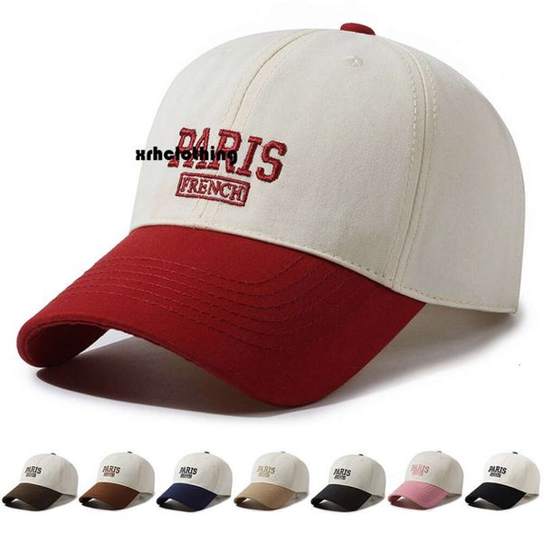 Baseball Cap contrastante em cores mulheres de beisebol no outono da primavera, letra da moda bordada com boné de pato bordado para viagens de lazer ao ar livre, proteção e chapéu