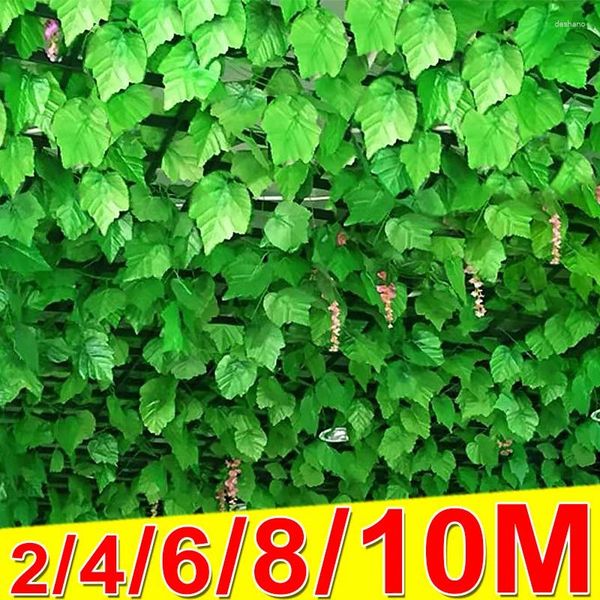 Flores decorativas 2/10m Ivy Garlands Garlandas de vegetação Creeper Creeper Folhas verdes Folhas DIY Plantas penduradas Decoração de folhas falsas