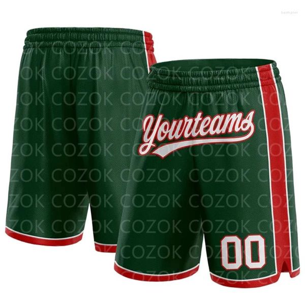 Shorts masculinos personalizados de basquete verde escuro