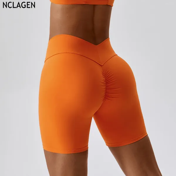 Shorts ativos nclagen feminino yoga gináste high Triangle Scrunch Scrunch Bubooty Fitness Running Sports Proof Stave Bapty Control Leggings