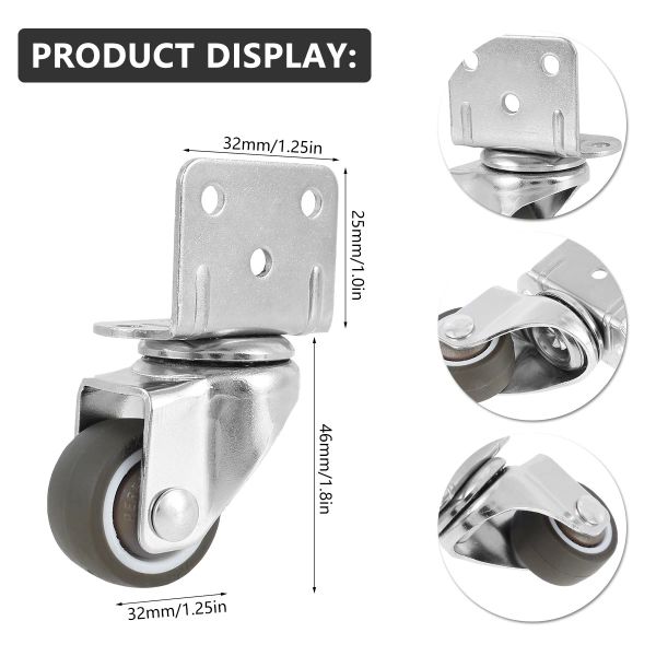 4pcs Möbel Rizinus L-förmige weiche Gummi-Caster-Räder Tee Tischmöbel Bewegung Räder