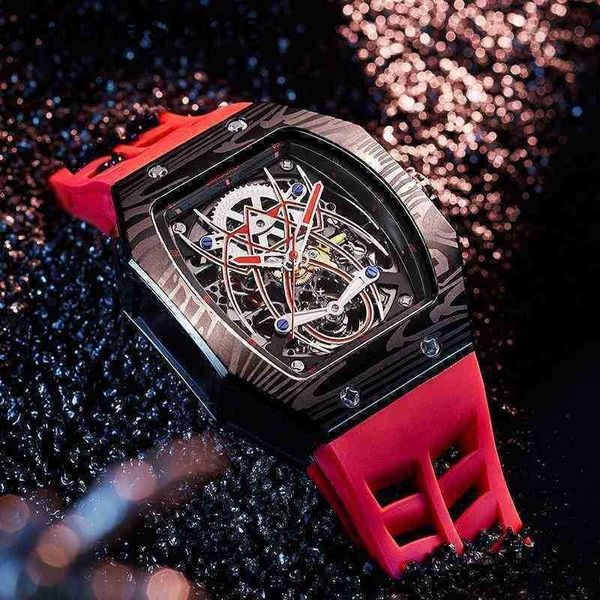 Richardmill Watch Data de luxo masculino Mecânica Wristwatch Swiss Authentic Automatic Square Hollow Brand Trendy Spider Ubju