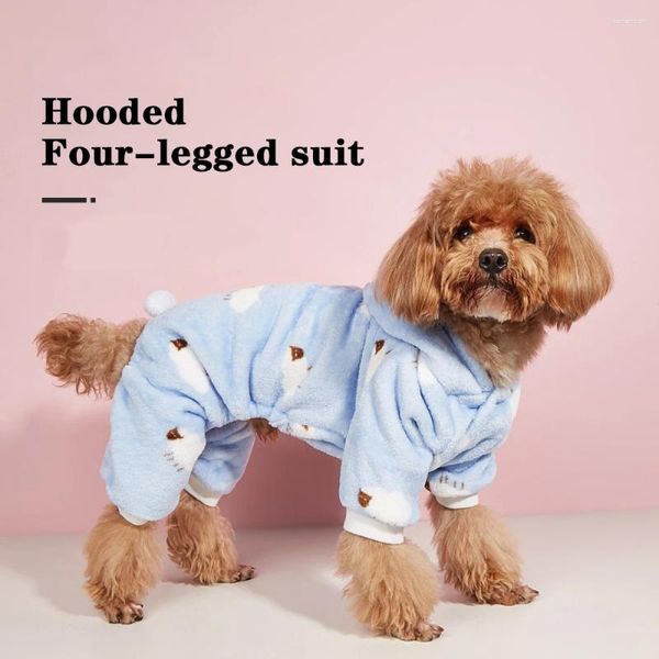 Vestuário para cães no estilo coreano outono e roupas quentes de inverno do que o método de urso doo Teddy com capuz com capuz de quatro patas