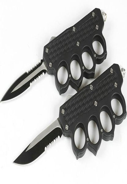 Knuckle Knuckle Auto Tactical Knife 440C Ações duplas Edge de borda serrilhada Blade EDC Pocket Gift Knives com Nylon Bag2556569