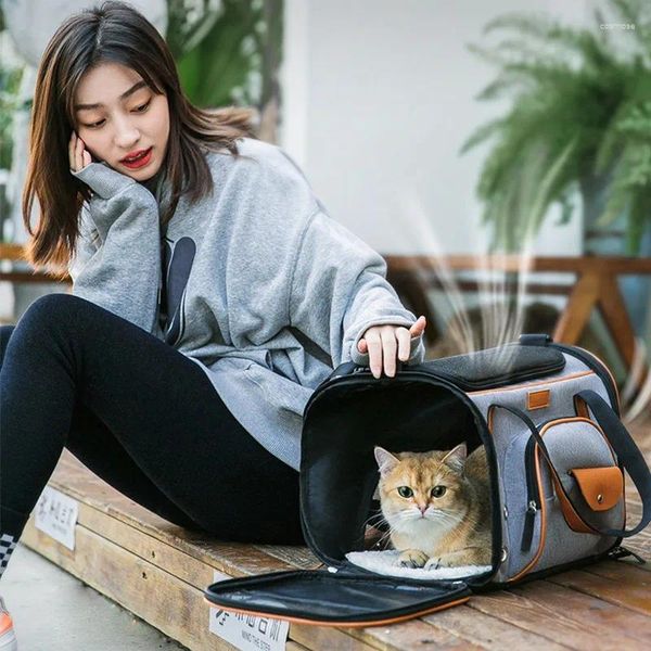 Kedi Taşıyıcıları Taşınabilir Messenger Pet Omuz Çantası Nefes Alabilir Çok Fonksiyonlu Katlanır Küçük Köpek Gezisi Zippered Taşımacılık Malzemeleri