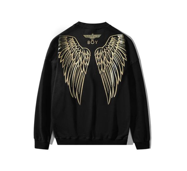 Mens London Bronzing Wings Eagle Crew Neck Suéter de Algodão Preto e Branco Men039s Moletom de Manga Completa Outono e Inverno Fas1755656