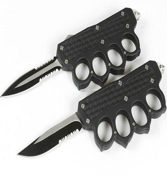 Knuckle Knuckle Auto Tactical Knife 440C Ações duplas Edge de borda serrilhada lâmina EDC Pocket Gift Knives com nylon bag8229058