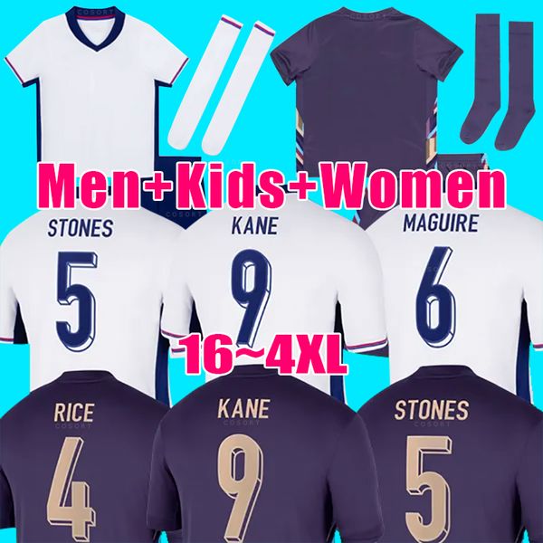 Polos masculinos 2024 EURO 24 25 Camisa de futebol Bellingham Soccer Jerseys Saka Foden England Rashford Sterling Grealish National Team Kane Kids Set Kit Tops