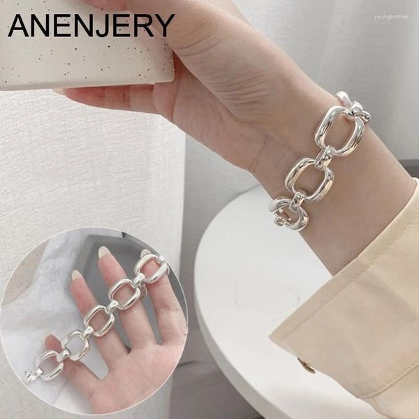 Bracciale anenjery argento color mertal esagerato braccialetti di bracciale ampia per donne uomini personalità regali di gioielli tailandesi vintage