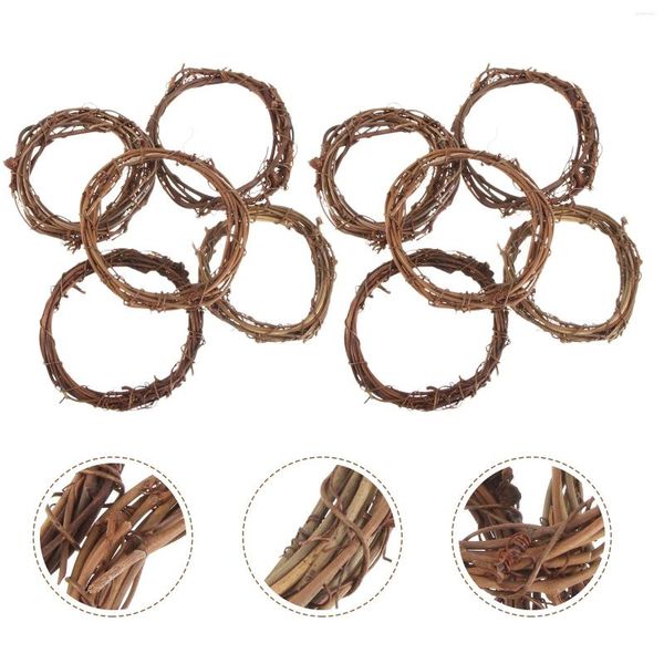 Fiori decorativi 10 pezzi Rattan Circle Ghircolo Accessorio Accessorio Ghirlanda Decorazioni natalizie fai -da -te rotonda Candele Hoop