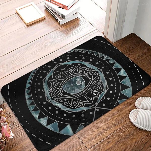 Tappeti Mistico geometria sacra ornamento blu antico egitto arte digitale arte non slittata portiere cucina tappeto tappeto arredamento