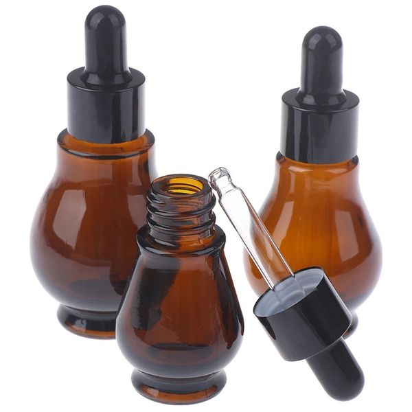 1pc 10/20/30/ml Amber Cam Damlalı Şişe Uçucu Yağ Parfüm Pipet Şişeleri Yeniden doldurulabilir boş kap