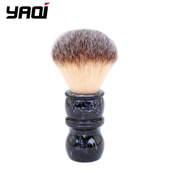 Escova yaqi 24mm escova de barbear masculina alça de resina náilon para homens apuramento barba profissional barbeiro rosto limpeza escova de barbear ferramenta