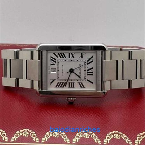 Роскошные часы Tank de Carters смотрят Carters Tank Solo XL W5200028 Silver Dial Automatic Watch Box Papers fnry64