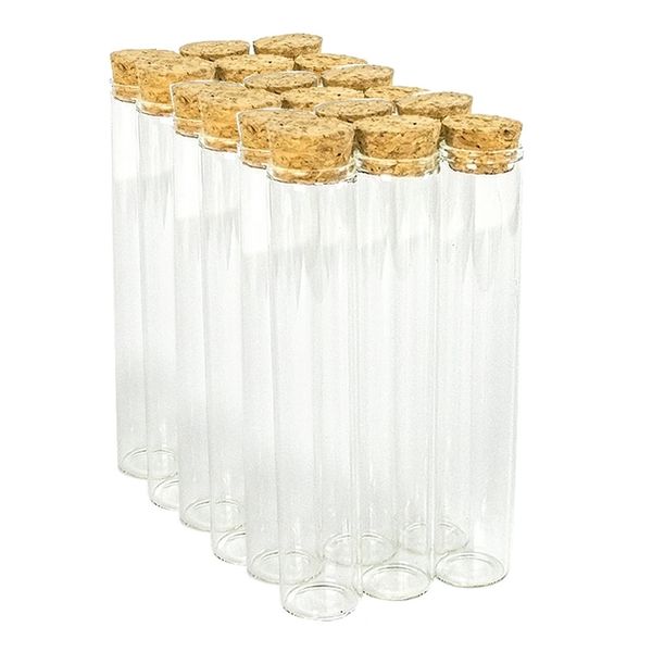 50pcs 30 ml Transparente Glasflaschen Lebensmittelqualitätstöhrchen -Gläser Customized wiederverwendbarer Speicherfläschchen mit Korken 22*120 mm 240328