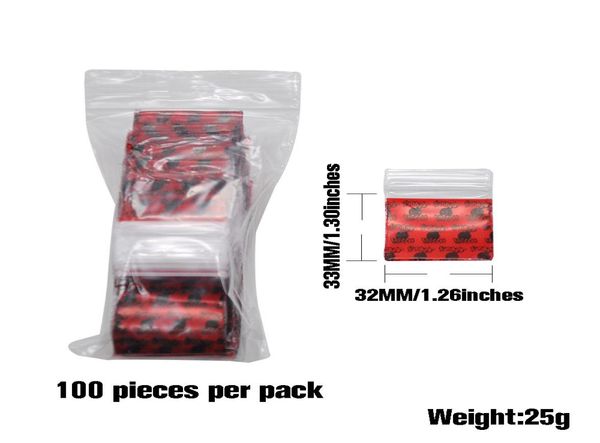 Rote Mini Miniature Reißverschluss Grip Plastik Verpackungstaschen Food Candy Schmuck wiederverschließbarer Beutel Dicke PE -Selbstversiegelung kleiner Paket Aufbewahrung G7973136