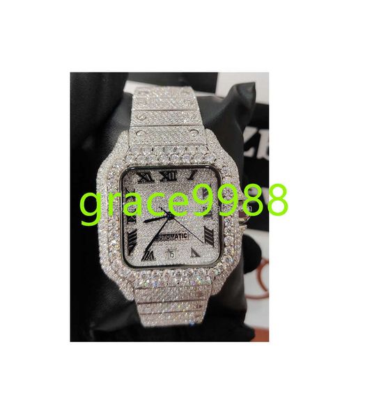 Coleção exclusiva gelada On Moissanite Diamond Watch com forma personalizada disponível a preços acessíveis, relógio de diamante