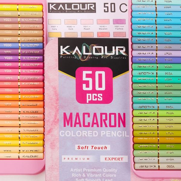 Lápis xsyoo macaron 50pcs lápis colorido de desenho pastel de desenho de lápis conjunto de giz de cera de esboço da escola colorida kit de arte para colorir suprimentos de arte para colorir