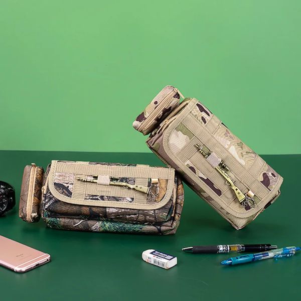 Bolsas de teste de bolsa de caneta camuflagem de camuflagem de grande capacidade caixa de lápis de grande capacidade