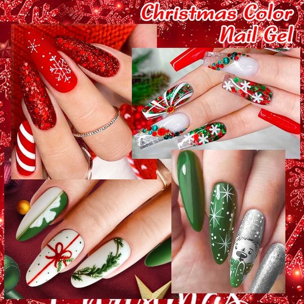 6/4pcs Weihnachtsfarben Gel Nagellack Set Nackt Glitzer halb dauerhaft UV LED Gel Lack Einweichen Nagelgel Kits Kunstdesign