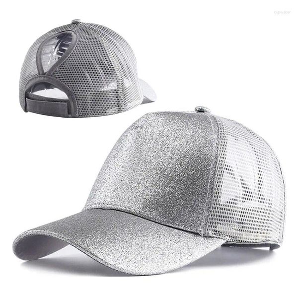 Ball Caps 2024 Yaz Glitter High Beyzbol Kapağı Kadın Snapback Hat Sıradan siyah beyaz pembe örgü kamyoncu Kadınlar Gorra