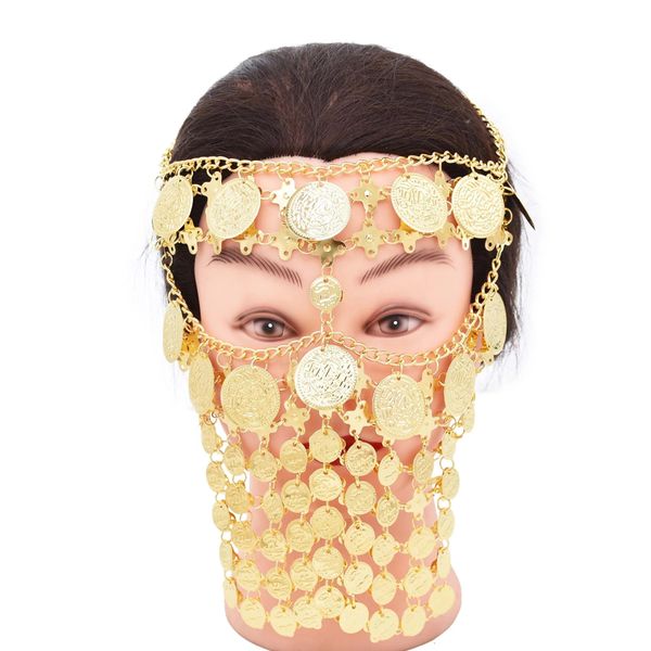 Bohem tarzı lüks altın ve gümüş çift renkli çok katmanlı dairesel para püskül metal kadın takı maskesi