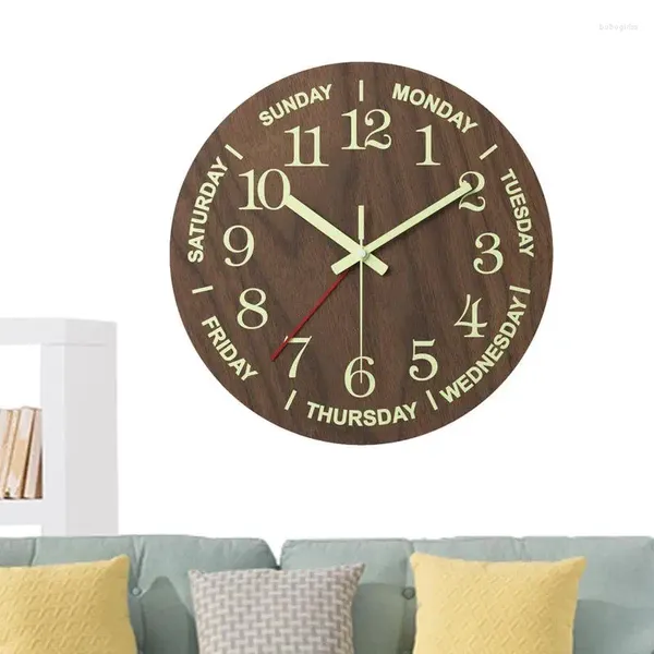 Wanduhren leuchtende Uhr 12in Stummes Leuchten im dunklen stilvollen runden modernen Hang -Ornament für Schlafzimmer