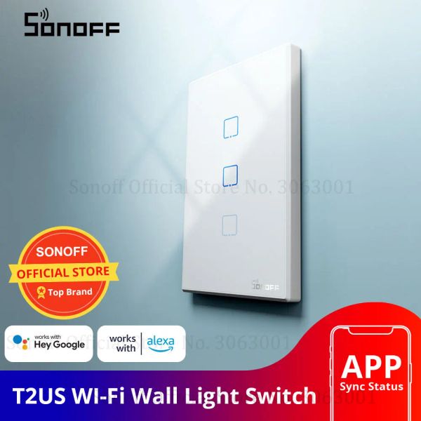 Управление SONOFF T2US TX Smart Wi-Fi сенсорный настенный выключатель с границей умный дом 1/2/3 Gang 433 RF/Voice/APP управление работает с Alexa