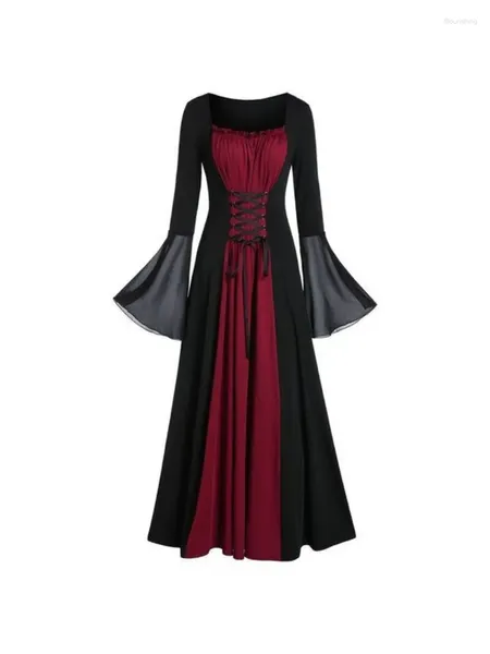 Vestidos casuais 2024 retro halloween medieval renascentista vampiro vestido para mulheres vintage cosplay pirata traje bruxa carnaval festa