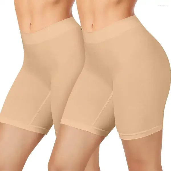 Calcinha feminina 2pcs yoga legging menino shorts íntimos de roupas íntimas Anti -atrevidas Biker Soft Plact Placs Palnts de segurança