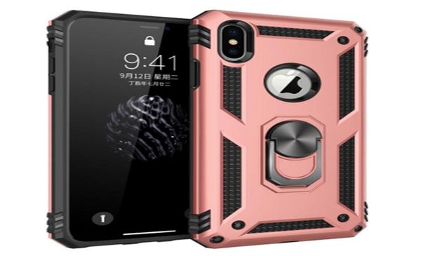 Custodia per armatura per shock per iPhone X 7 8 6S Porta ad anello di metallo magnetico Cover telefonico Coque per iPhone e Samsung A20 A50 S20U3203305