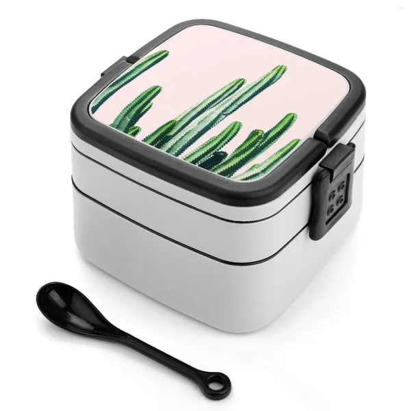 Stoviglie cactus v6 piante esotiche botaniche pastello minimo scandinavo a doppio strato bento box pranzo portatile per bambini deserto scolastico