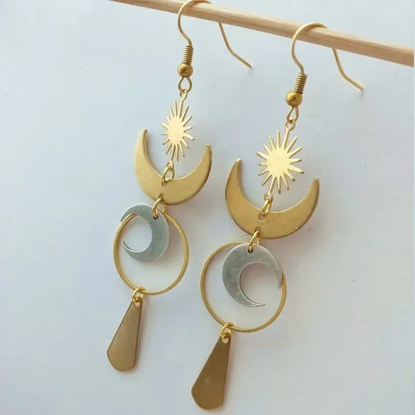 Dangle Ohrringe Boho Gold Farbe Crescent Moon und Sonne Hexen Drop für Frauen Mädchen Statement Schmuckzubehör