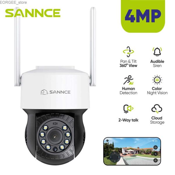 Altre telecamere CCTV sannce smart home mini telecamera wireless 4 MP aree di movimento personalizzata a due vie Pt telecamere da 3,6 mm CAM OUTDOOR Y240403