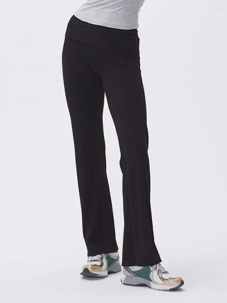 Calça ativa mulher flage leggings elástico cintura dobrada treino ioga ioga casual slim fit sell Bottom bootcut calça de moletom