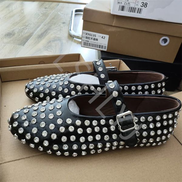 MOOFERS Brand Acqua Diamond Rivet Testa rotonda Scarpe da posa